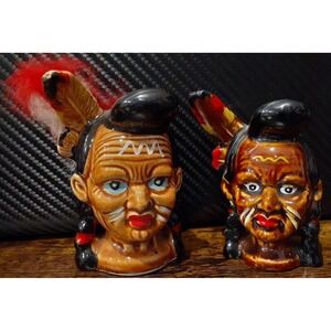 ANCO Native American Indian Chief‎ Salt and Pepper Shakers Vintage Japan